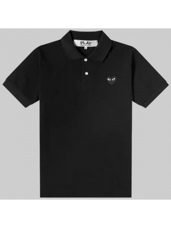 ανδρικό μαύρο embroidered logo polo shirt/black comme des