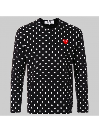 ανδρικό μαύρο black/white polka dot t-shirt comme des