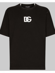 ανδρικό μαύρο dg logo print black t-shirt dolce & gabbana