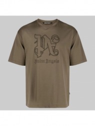 ανδρικό καφέ pa logo print brown t-shirt palm angels