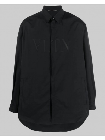 ανδρικό μαύρο concealed placket shirt valentino garavani