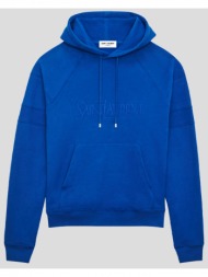 ανδρικό μπλε logo-embroidered cotton hoodie saint laurent