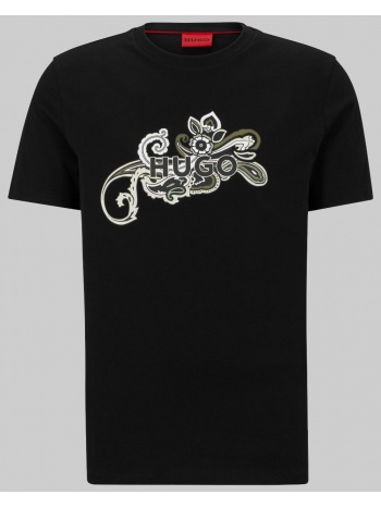 ανδρικό μαύρο flower cotton t-shirt in black hugo σε προσφορά