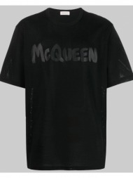 ανδρικό μαύρο black mesh t-shirt alexander mcqueen