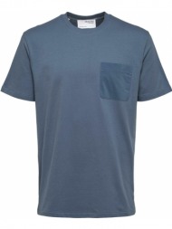 ανδρικό μπλε blue t-shirt with patch pocket selected homme