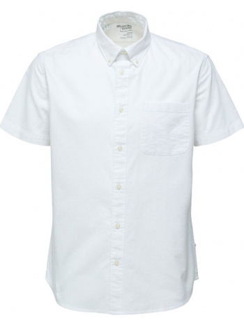 ανδρικό λευκό button-down short-sleeved shirt selected homme σε προσφορά