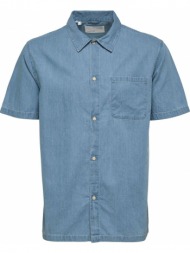 ανδρικό μπλε blue fog casual denim shirt selected homme