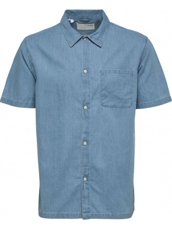 ανδρικό μπλε blue fog casual denim shirt selected homme σε προσφορά