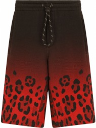 ανδρικό κόκκινο jersey leopard jogging shorts dolce & gabbana