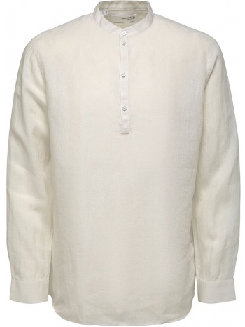 ανδρικό λευκό cloud dancer linen shirt selected homme σε προσφορά