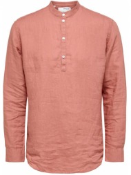 ανδρικό ροζ ash rose linen shirt selected homme
