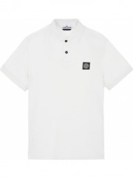 ανδρικό λευκό classic logo polo t-shirt/white stone island
