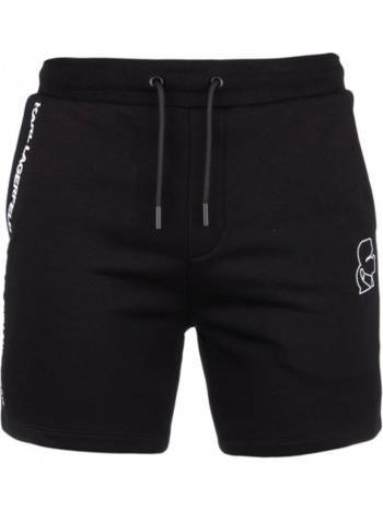 ανδρικό μαύρο logo sweat shorts in black karl lagerfeld