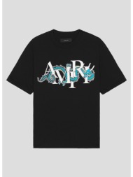 ανδρικό μαύρο black dragon cyan print t-shirt amiri