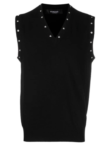 ανδρικό μαύρο studded v-neck vest versace σε προσφορά
