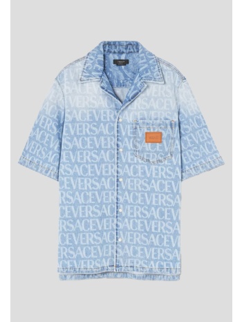 ανδρικό μπλε allover denim shirt versace σε προσφορά