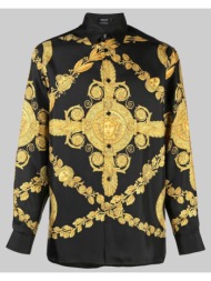 ανδρικό μαύρο maschera baroque silk shirt versace