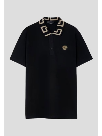ανδρικό μαύρο greca short-sleeved polo shirt versace σε προσφορά