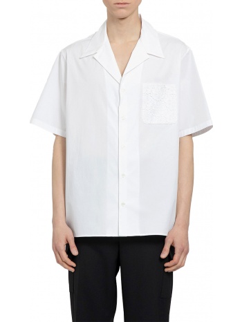 ανδρικό λευκό white macramé pocket logo shirt valentino σε προσφορά