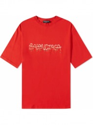 ανδρικό κόκκινο slime logo oversized t-shirt balenciaga