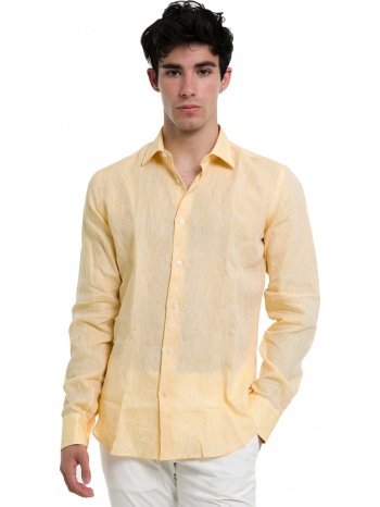 ανδρικό κίτρινο long sleeved linen shirt/yellow sartoria σε προσφορά