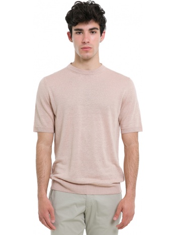 ανδρικό ροζ classic crew neck linen t-shirt 39masq σε προσφορά