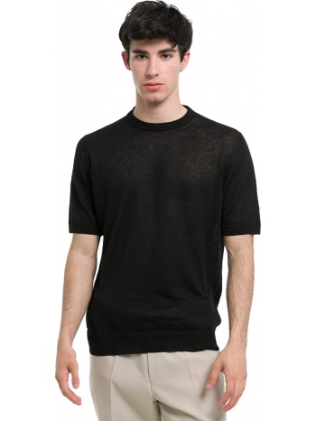 ανδρικό μαύρο classic crew neck linen t-shirt/black 39masq σε προσφορά