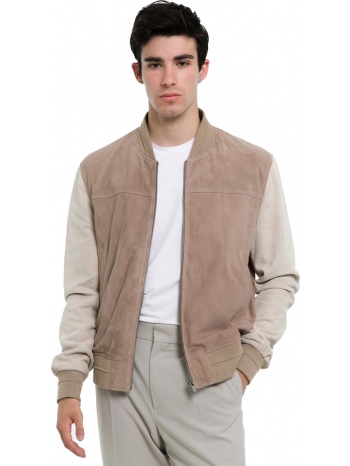 ανδρικό καφέ beige leather suede bomber jacket arma σε προσφορά
