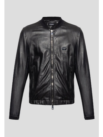 ανδρικό μαύρο black leather jacket dolce&gabbana