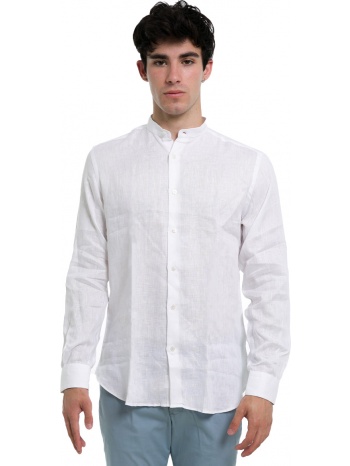 ανδρικό λευκό mao collar shirt/white sartoria monk σε προσφορά