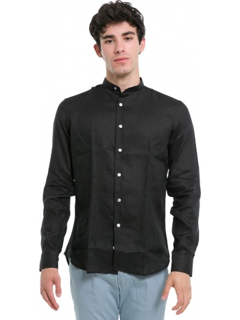 ανδρικό μαύρο fitted mao collar shirt/black sartoria monk σε προσφορά