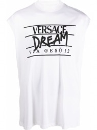 ανδρικό λευκό graffiti-inspired sleeveless t-shirt versace