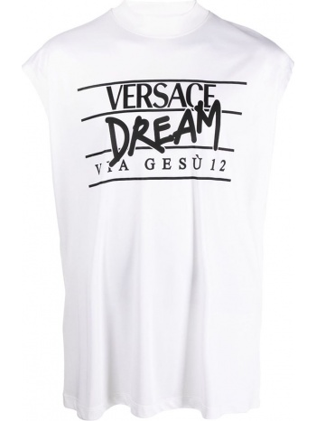 ανδρικό λευκό graffiti-inspired sleeveless t-shirt versace σε προσφορά
