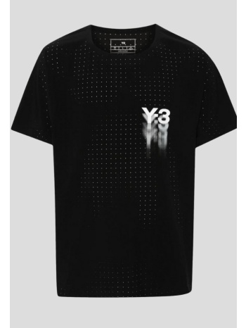 ανδρικό μαύρο logo-print perforated t-shirt y-3
