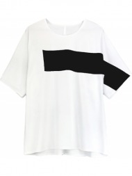 ανδρικό λευκό cotton jersey printed boxy t-shirt/white barbara alan