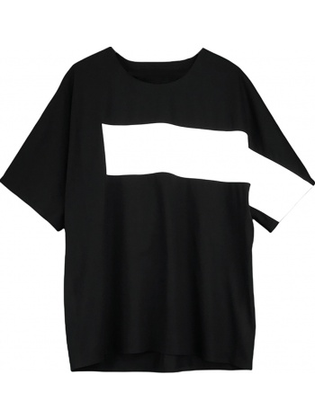 ανδρικό μαύρο cotton jersey printed boxy t-shirt/black σε προσφορά