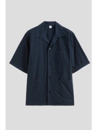 ανδρικό μπλε poplin short-sleeved shirt in navy aspesi