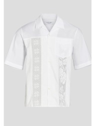 ανδρικό λευκό regenerated household linen bowling shirt marine serre