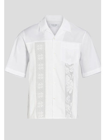 ανδρικό λευκό regenerated household linen bowling shirt σε προσφορά