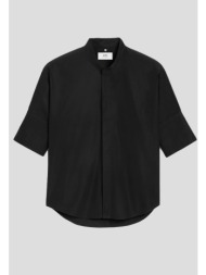 ανδρικό μαύρο oversize shirt with mao collar ami paris