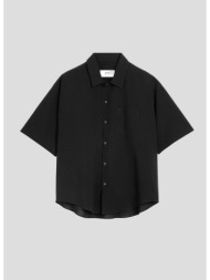 ανδρικό μαύρο camp collar short sleeve shirt ami paris
