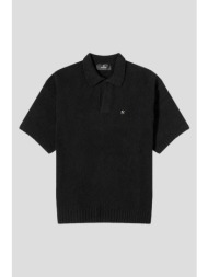 ανδρικό μαύρο boucle textured knit polo represent