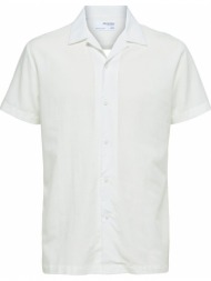 ανδρικό λευκό cuban collar short sleeve shirt/white selected homme