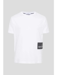 ανδρικό λευκό logo print t-shirt in white stone island