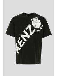 ανδρικό μαύρο logo-print cotton t-shirt kenzo