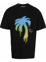 ανδρικό μαύρο graffiti print palm logo tee palm angels