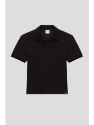 ανδρικό μαύρο mesh polo with logo courrèges