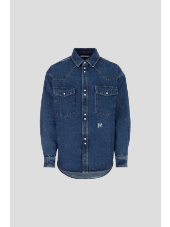 ανδρικό μπλε monogram denim shirt palm angels σε προσφορά