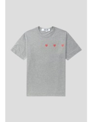 ανδρικό γκρι triple heart t-shirt in grey comme des garçons play