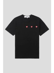 ανδρικό μαυρο triple heart t-shirt in black comme des garçons play